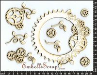 Embellissement Scrap Cadre Engrenages d'Automne de Nathmaël, en Carton bois
