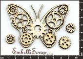 Embellissement Scrap Papillon Steampunk de Nathmaël, en Carton bois