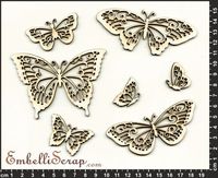 Embellissement Scrap Papillons ajourés de Catangel, en Carton bois