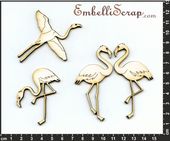 Embellissement Scrap Flamants Roses, en Carton bois