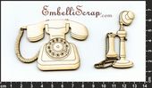 Embellissement Scrap Téléphones Vintage, en Carton bois
