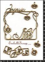 Embellissement Scrap Cadre Joyeux Noël avec Fils Entremêlés, en Carton bois