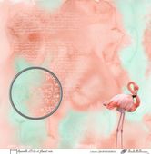 Embellissement Scrap Aquarelle d'E=Va et flamant rose, Coll. Jardin d'Ailleurs