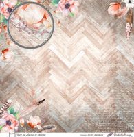 Embellissement Scrap Fleurs sur planches en chevrons, Coll. Jardin d'Ailleurs