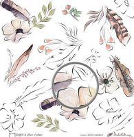 Embellissement Scrap Graffitti de fleurs et plumes, Coll. Jardin d'Ailleurs