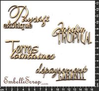 Embellissement Scrap Les Petits Mots des Pays Exotiques, en Carton bois