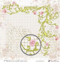 Embellissement Scrap Guirlande de roses sur feuilles à carreaux, Coll. Jardin d'ici