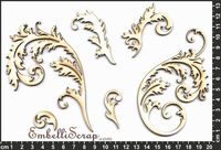 Embellissement Scrap Volutes de Feuillage Esprit Menthe, en Carton bois