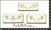 Embellissement Scrap Valises anciennes, en Carton bois