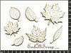 embellissement en français pour le scrapbooking Feuilles d'Automne nervurées, en Carton bois