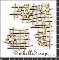 Embellissement Scrap Quadrillé de ficelles d'Hiver, en Carton bois