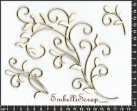 Embellissement Scrap Grande volute à feuilles de Nathmaël, en Carton bois