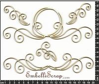 Embellissement Scrap Cadre et volutes entremêlés de Nathmaël, en Carton bois