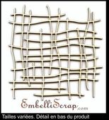 Embellissement Scrap Quadrillé de ficelles, tailles variées, en Carton bois