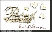 Embellissement Scrap Précieux souvenirs, en Carton bois