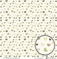 Embellissement Scrap Petits coeurs, tons kraft et vert, Coll. Vivre d’amour...