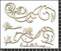 Embellissement Scrap Volutes Vivre d'amour, en Carton bois