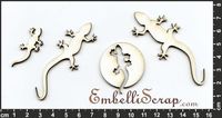 Embellissement Scrap Silhouettes de lézards, en Carton bois