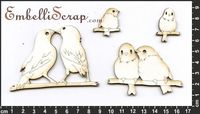 Embellissement Scrap Oiseaux amoureux, en Carton bois