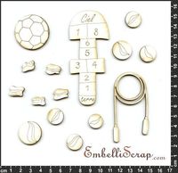 Embellissement Scrap Cours de Récréation, en Carton bois