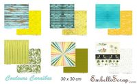 Embellissement Scrap Lot de 6 papiers 30 x 30 cm, Coll. Couleurs Caraïbes