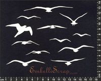 Embellissement Scrap Silhouette d'oiseaux, en Papier