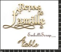 Embellissement Scrap Repas de Famille, en Carton bois