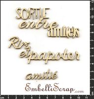 Embellissement Scrap Sortie entre ami(e)s, en Carton bois
