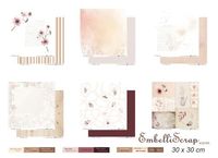 Embellissement Scrap Lot de 6 papiers 30 x 30 cm + Mots, Coll. Un vent de liberté
