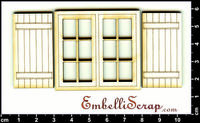Embellissement Scrap Petite fenêtre à volets en bois, en Carton bois