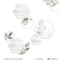 Embellissement Scrap Des hexagones & bouquets de feuillage, Coll. Hexagone