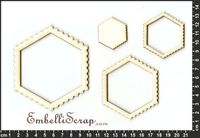 Embellissement Scrap Timbres hexagonaux, en Carton bois