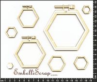 Embellissement Scrap Cadres à broder hexagonaux, en Carton bois