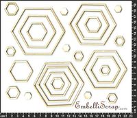 Embellissement Scrap Hexagones évidés  en Carton bois