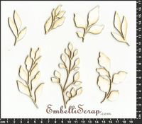 Embellissement Scrap Feuillage collection Hexagone, en Carton bois 