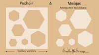 Embellissement Scrap Hexagones pleins, de différentes tailles, Pochoir et Masque