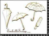 Embellissement Scrap Parapluies, en Carton bois