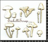 Embellissement Scrap Champignons gravés, en Carton