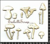 Embellissement Scrap Champignons gravés, en Carton