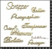 Embellissement Scrap Les Petits Mots des activités de la scrappeuse, en Carton bois