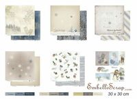 Embellissement Scrap Lot de 6 papiers 30 x 30 cm et des mots colorés, Coll. Braver le froid