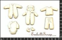 Embellissement Scrap Garde robe pour un Bébé garçon, en Carton bois
