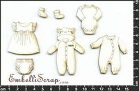 Embellissement Scrap Garde robe pour un Bébé fille, en Carton bois