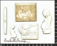 Embellissement Scrap Grossesse et échographie personnalisable, en Carton bois