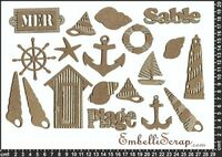 Embellissement Scrap Embellissements thème Eté, en Carton ondulé