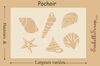 embellissement en français pour le scrapbooking Coquillages, de différentes tailles, Pochoir
