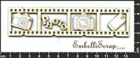 Embellissement Scrap Négatif et appareils photo, de 3 cm de haut, en Carton bois