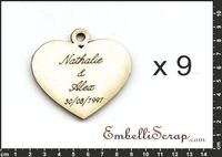 Embellissement Scrap 9 Coeurs personnalisés avec anneau, pour faire-part, en Carton
