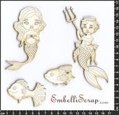 Embellissement Scrap Sirène et triton 
