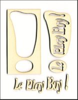 Embellissement Scrap Exclamation Le Play Boy, en Carton bois